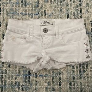 Abercrombie Kids Jean Shorts Girls 8 White With Jewels Denim Low Rise